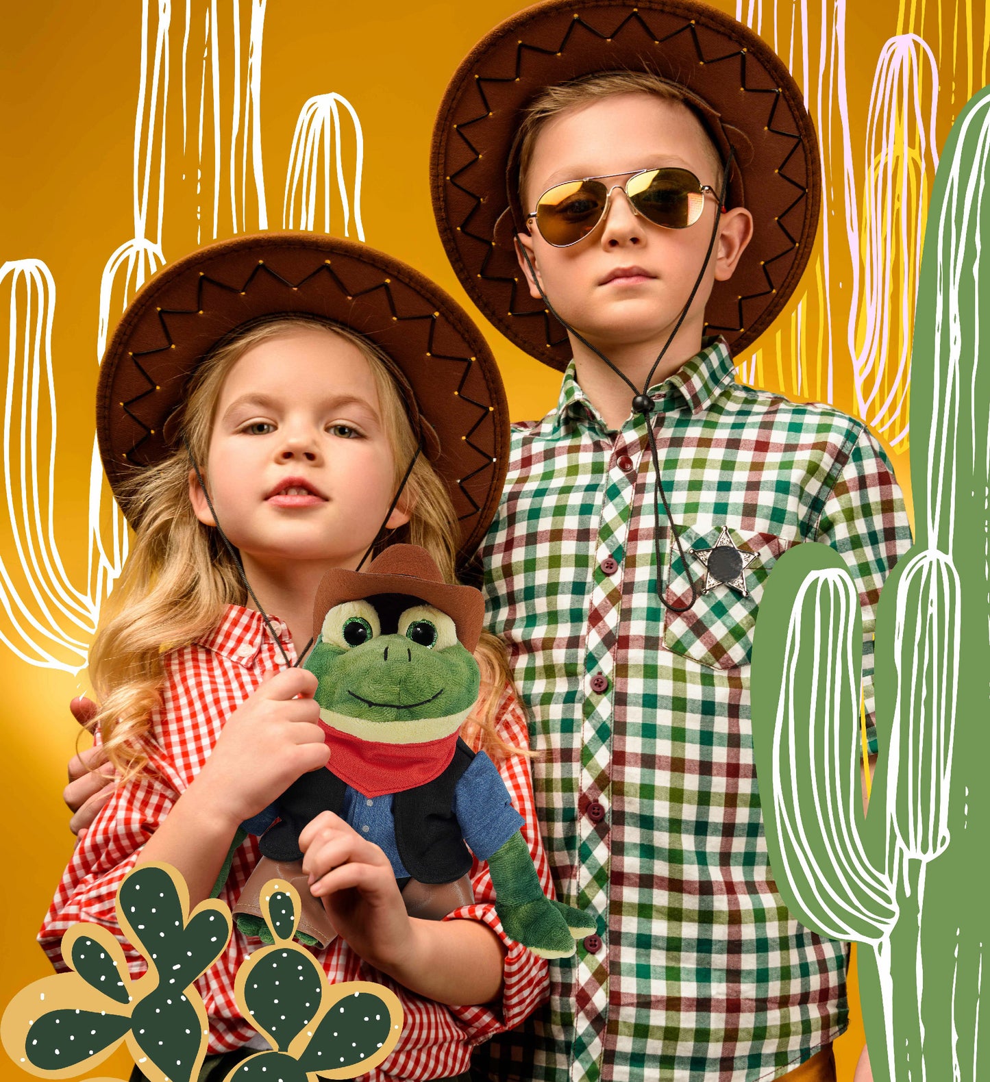 SUPER SOFT PLUSH - SQUAT FROG COWBOY DRESS UP