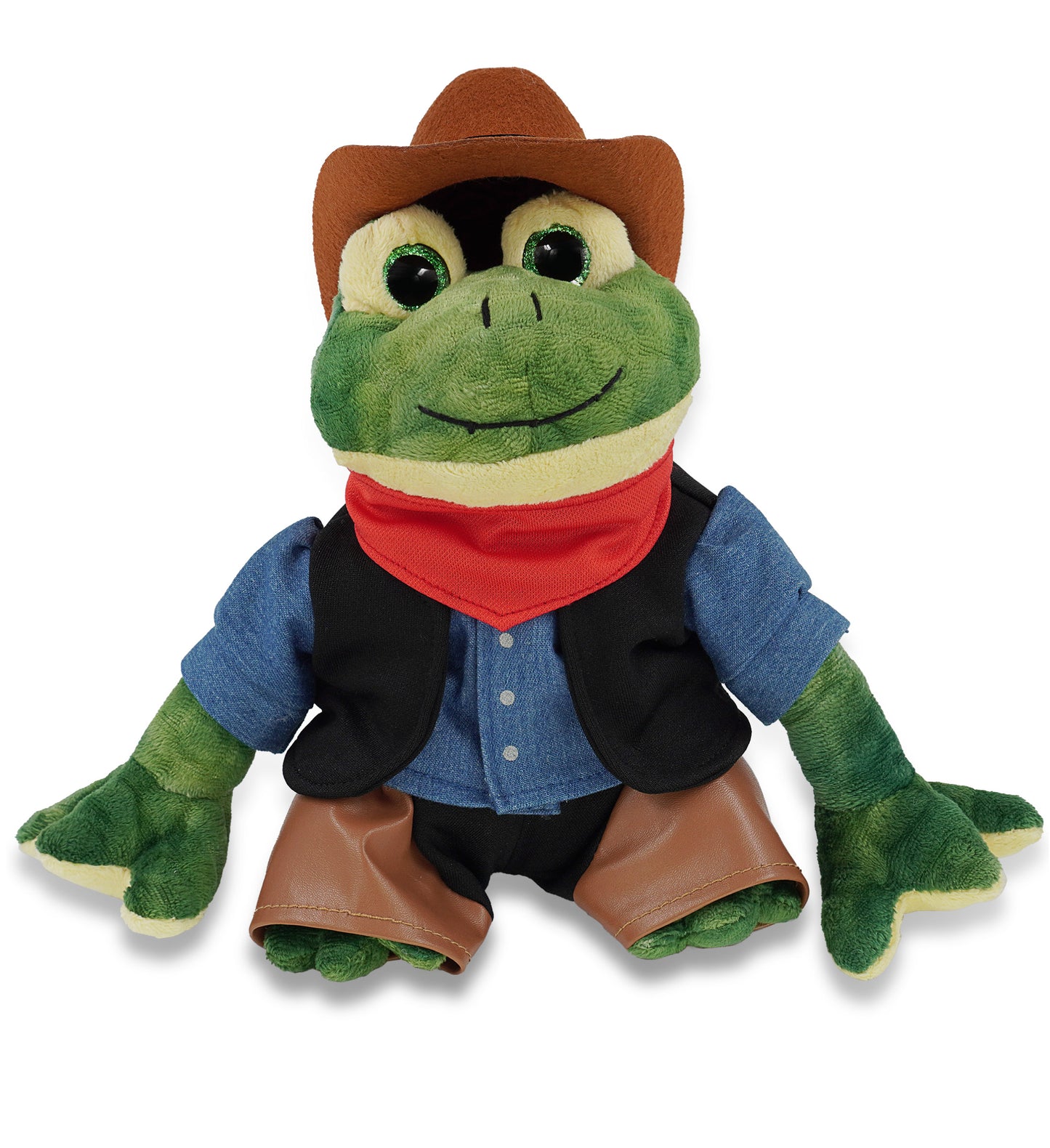 SUPER SOFT PLUSH - SQUAT FROG COWBOY DRESS UP