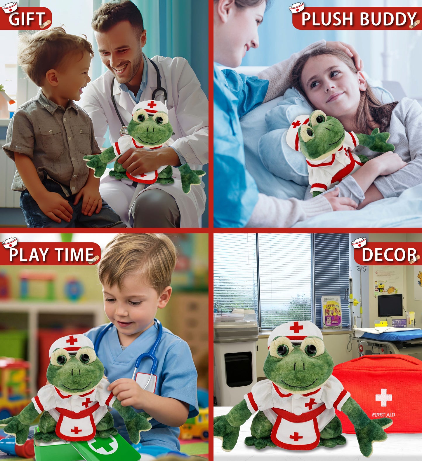 SUPER SOFT PLUSH - SQUAT FROG NURSE DRESS UP