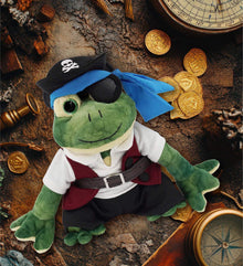 SUPER SOFT PLUSH - SQUAT FROG WITH PIRATE DRESS UP