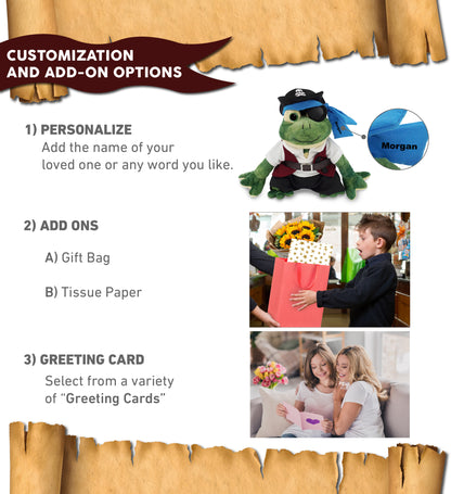 SUPER SOFT PLUSH - SQUAT FROG WITH PIRATE DRESS UP