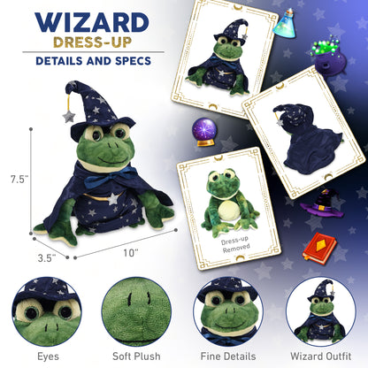 SUPER SOFT PLUSH - SQUAT FROG WITH WIZARD DRESS UP