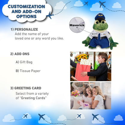 SUPER SOFT PLUSH - SQUAT FROG WITH PILOT DRESS UP