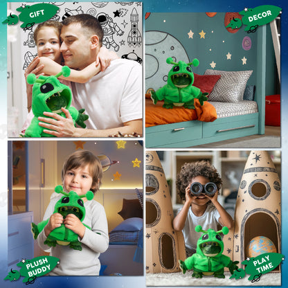 SUPER SOFT PLUSH - SQUAT FROG WITH ALIEN SWEATER