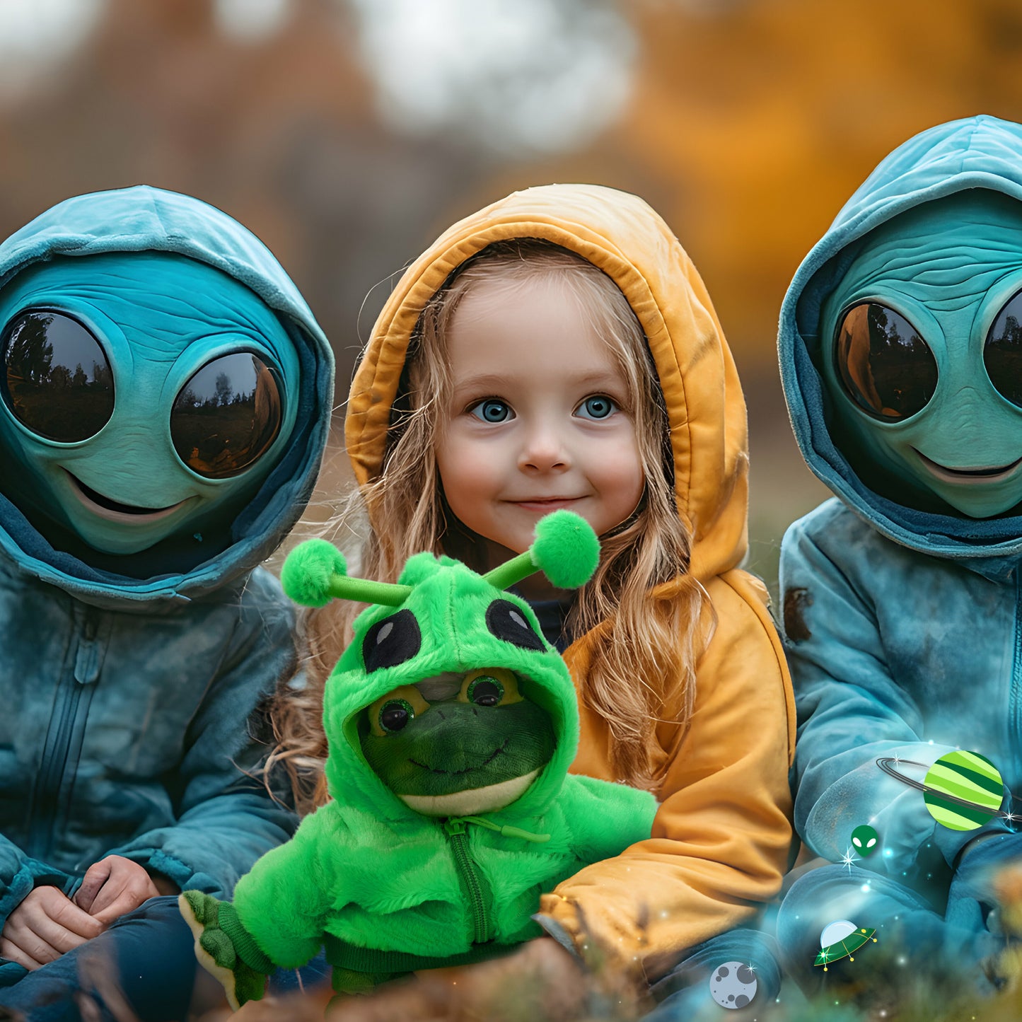 SUPER SOFT PLUSH - SQUAT FROG WITH ALIEN SWEATER