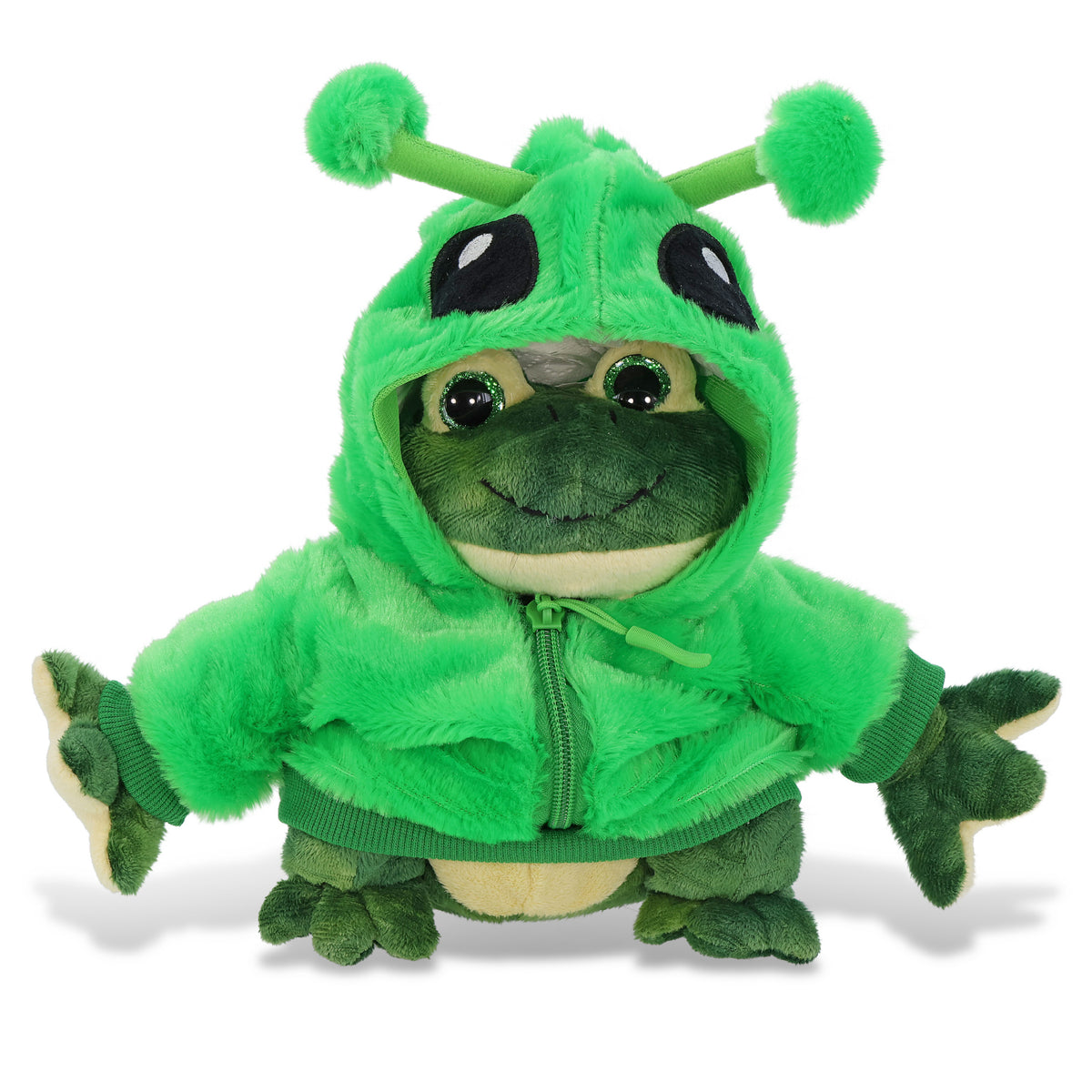 SUPER SOFT PLUSH - SQUAT FROG WITH ALIEN SWEATER