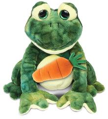 DolliBu Happy Easter Super Soft Plush Squat Frog with Carrot Plush - 7 Inches