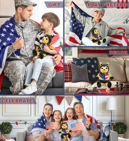 SUPER SOFT PLUSH - SITTING BEE WITH USA FLAG BANDANA