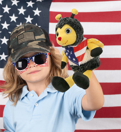 SUPER SOFT PLUSH - SITTING BEE WITH USA FLAG BANDANA
