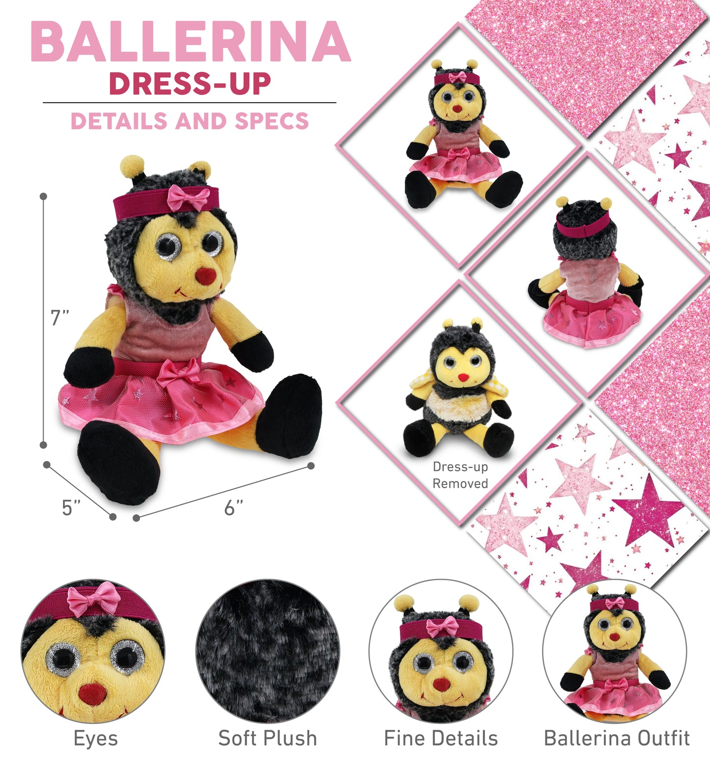 SUPER SOFT PLUSH - SITTING BEE BALLERINA