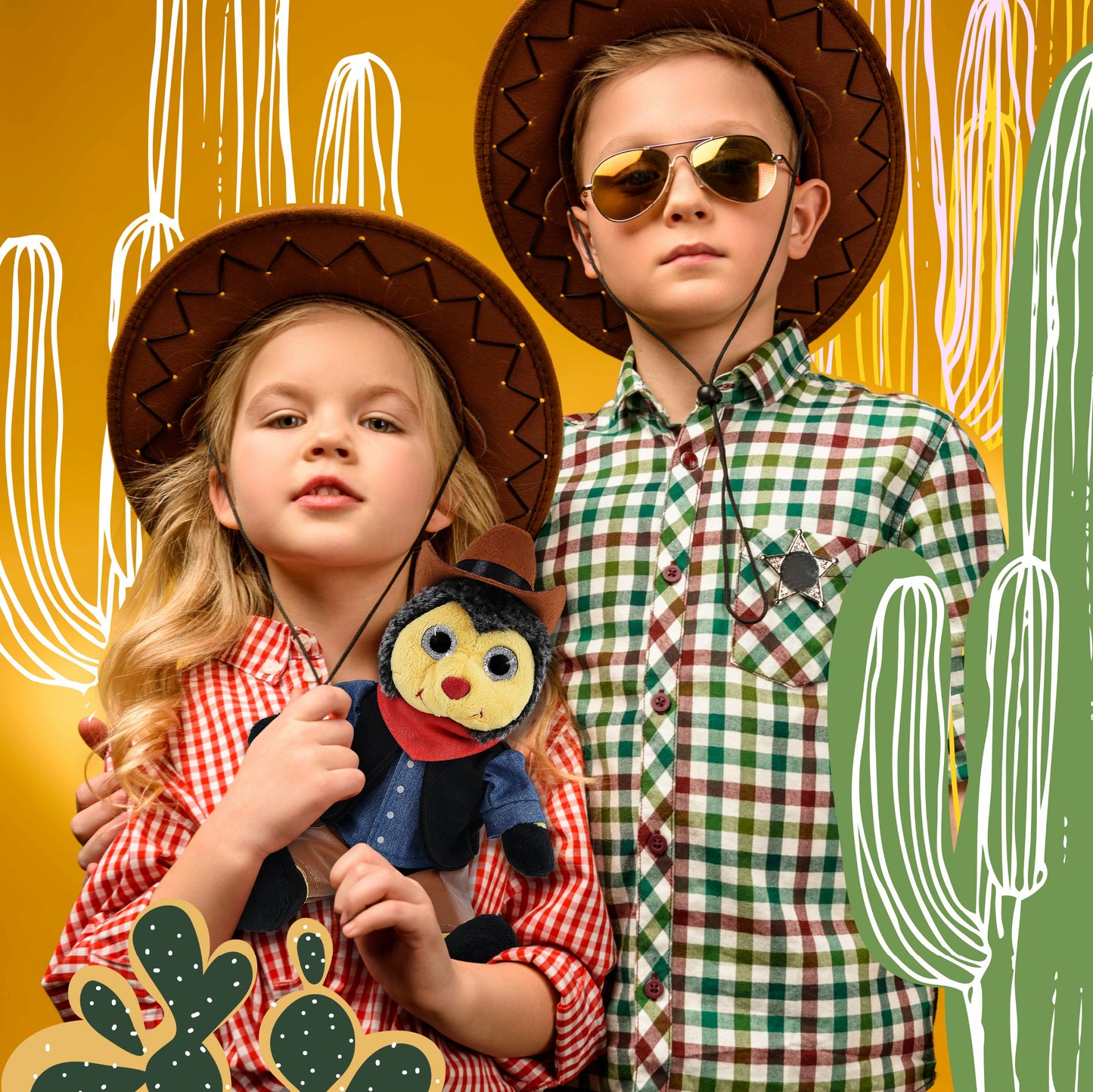 SUPER SOFT PLUSH - SITTING BEE COWBOY DRESS UP