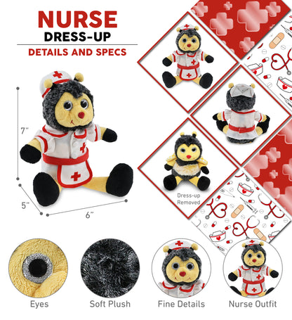 SUPER SOFT PLUSH - SITTING BEE With NURSE Dress-Up
