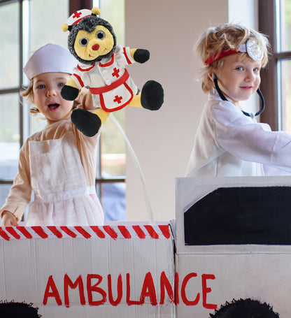 SUPER SOFT PLUSH - SITTING BEE With NURSE Dress-Up