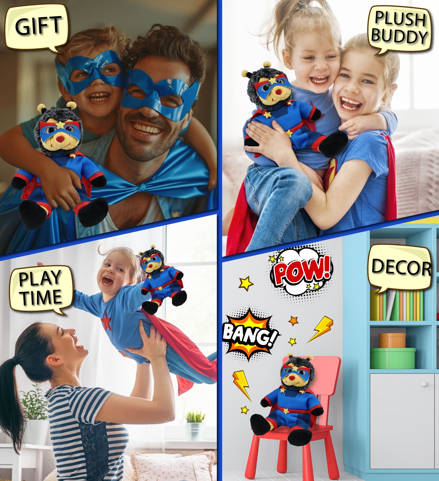 SUPER SOFT PLUSH - SITTING BEE SUPER HERO