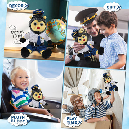 SUPER SOFT PLUSH - SITTING BEE WITH PILOT DRESS UP