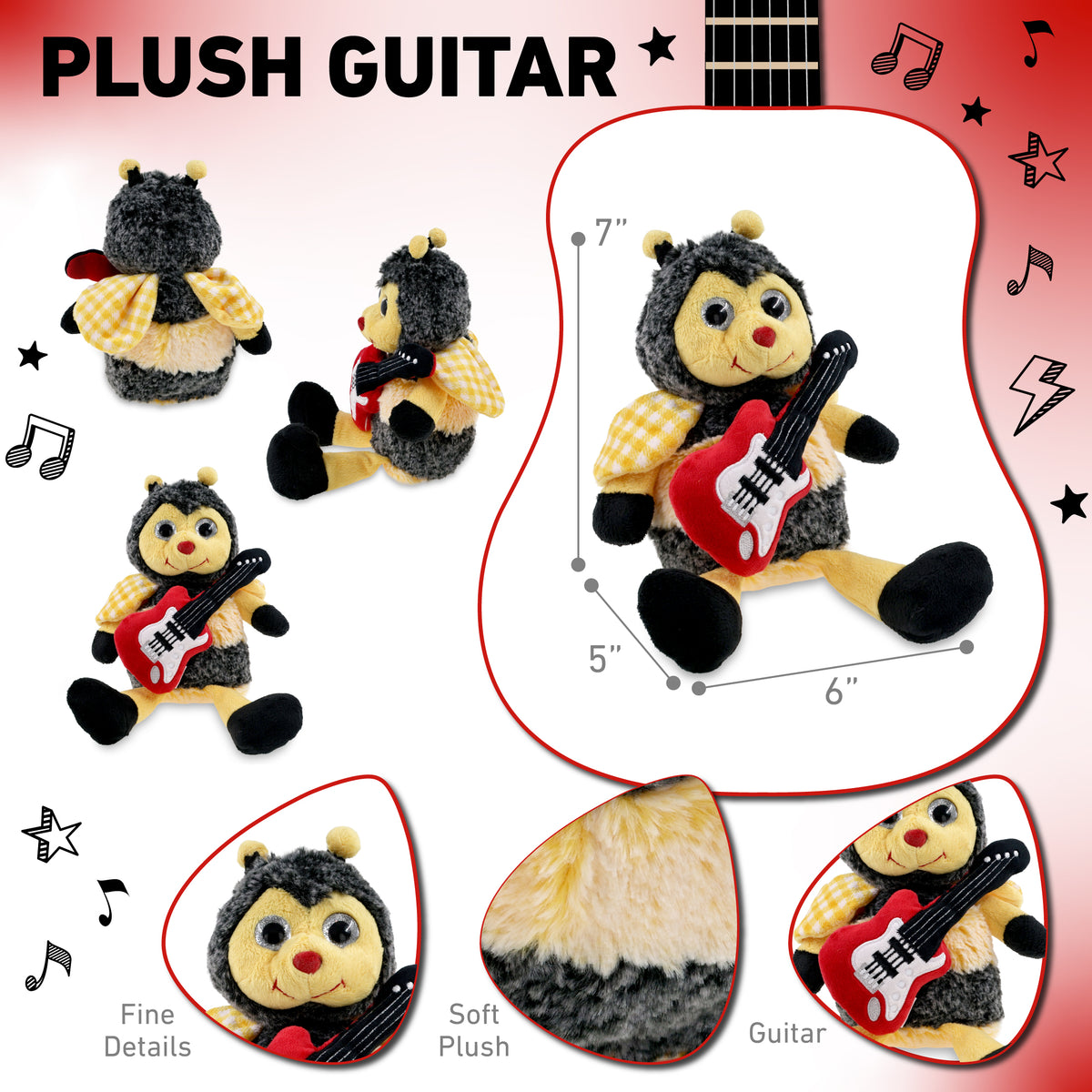 SUPER SOFT PLUSH - SITTING BEE WITH GUITAR ADD ON