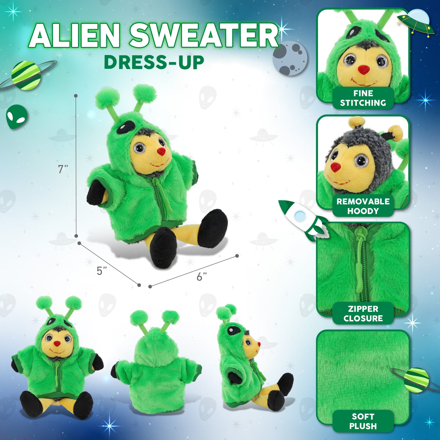 SUPER SOFT PLUSH - SITTING BEE WITH ALIEN SWEATER