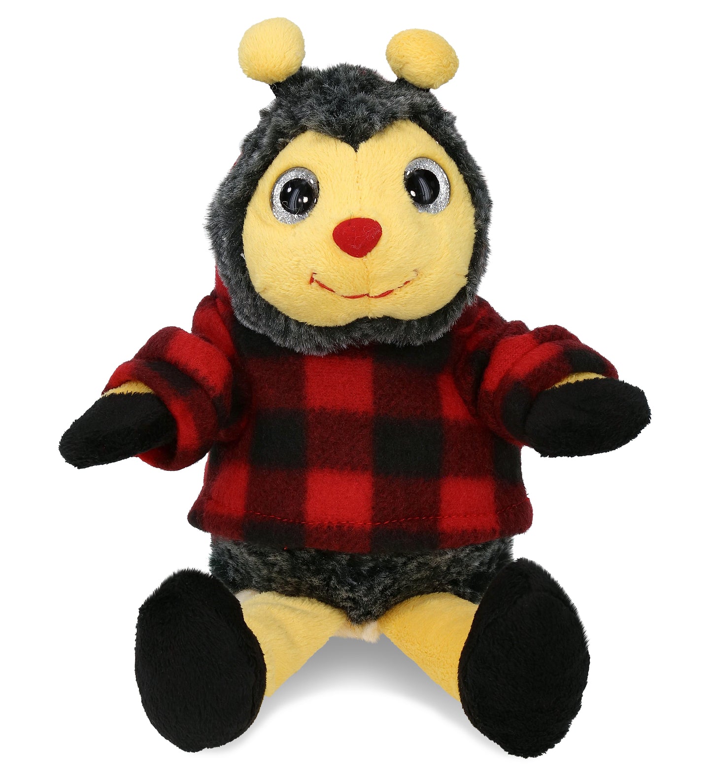 PLUSH RED PLAID HOODIE - SUPER SOFT PLUSH - SITTING BEE