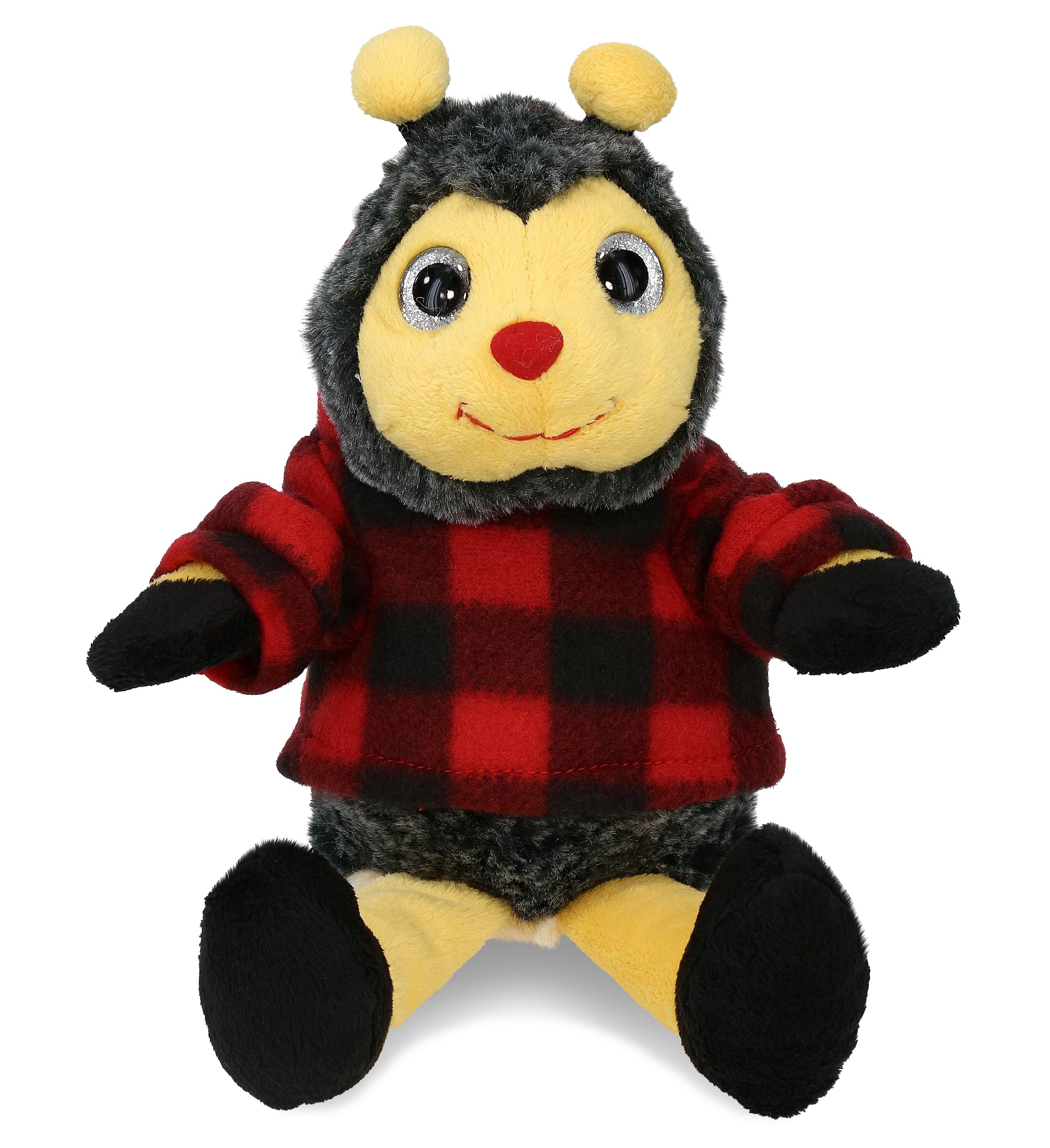 PLUSH RED PLAID HOODIE - SUPER SOFT PLUSH - SITTING BEE