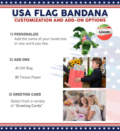 SUPER SOFT PLUSH - GATOR WITH USA FLAG BANDANA