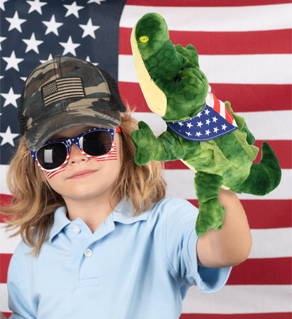 SUPER SOFT PLUSH - GATOR WITH USA FLAG BANDANA