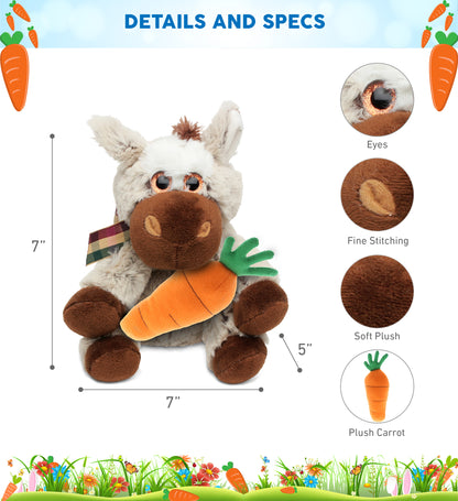 DolliBu Happy Easter Super Soft Plush Floppy Donkey with Carrot - 7 Inches