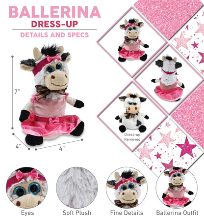 SUPER SOFT PLUSH - SITTING COW WITH BALLERINA DRESS UP