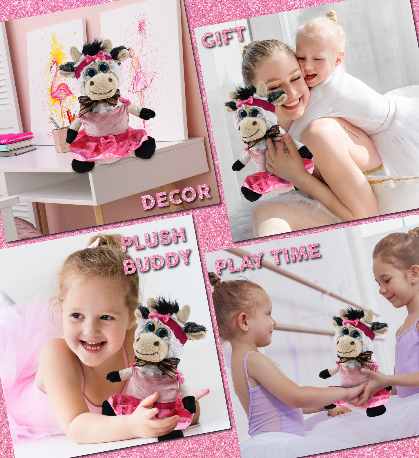 SUPER SOFT PLUSH - SITTING COW WITH BALLERINA DRESS UP
