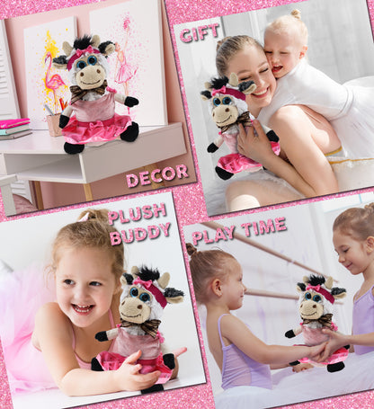 SUPER SOFT PLUSH - SITTING COW WITH BALLERINA DRESS UP