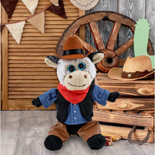 SUPER SOFT PLUSH - SITTING COW With COWBOY Dress Up