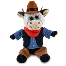 SUPER SOFT PLUSH - SITTING COW With COWBOY Dress Up