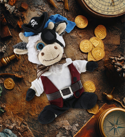 SUPER SOFT PLUSH - SITTING COW PIRATE DRESS UP