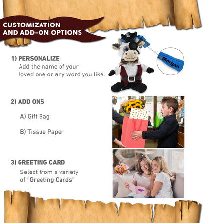 SUPER SOFT PLUSH - SITTING COW PIRATE DRESS UP