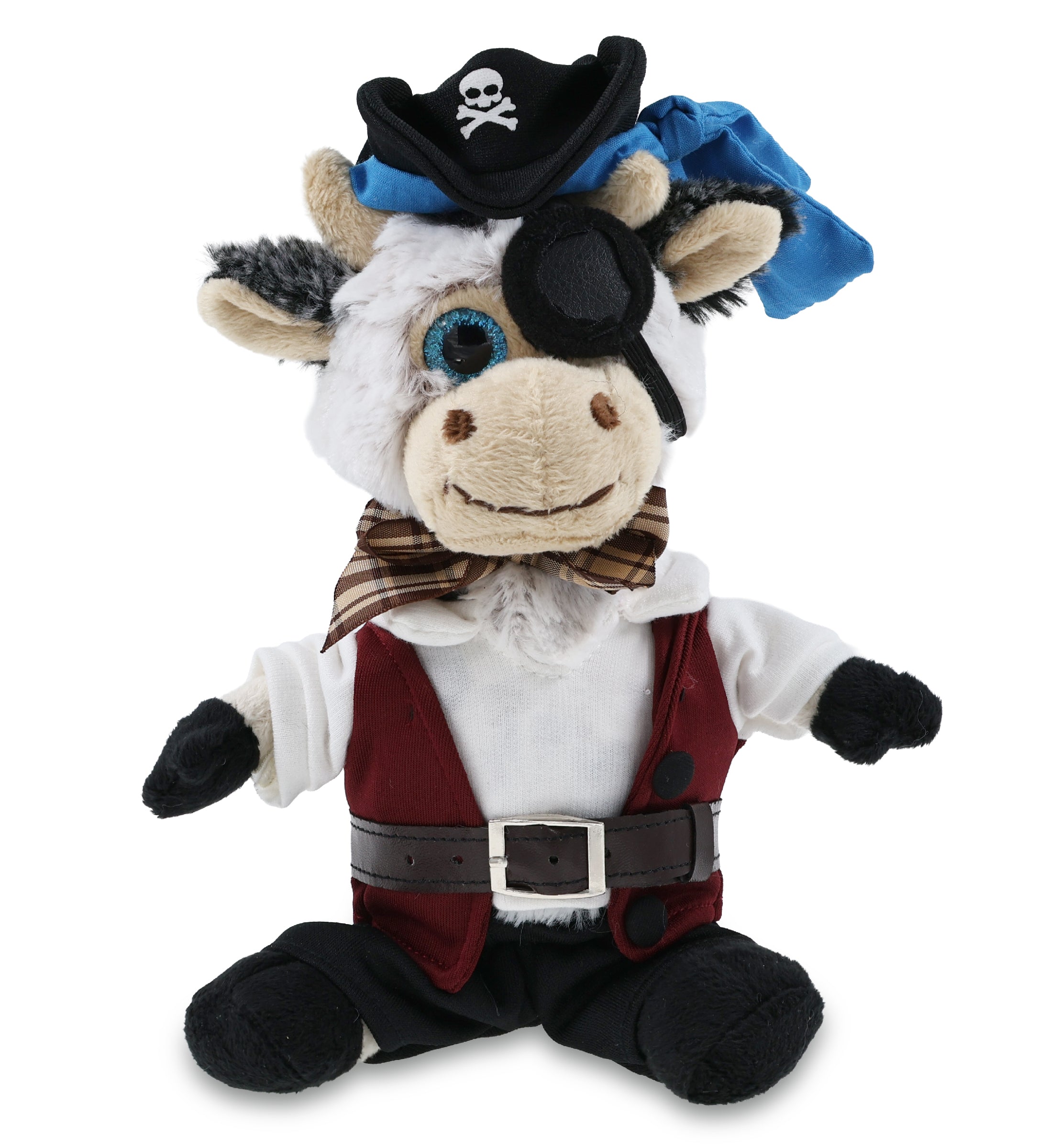 SUPER SOFT PLUSH - SITTING COW PIRATE DRESS UP