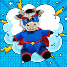 SUPER SOFT PLUSH - SITTING COW With SUPER HERO Dress Up