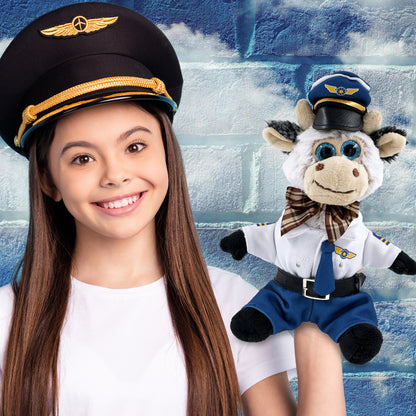 SUPER SOFT PLUSH - SITTING COW PILOT DRESS UP