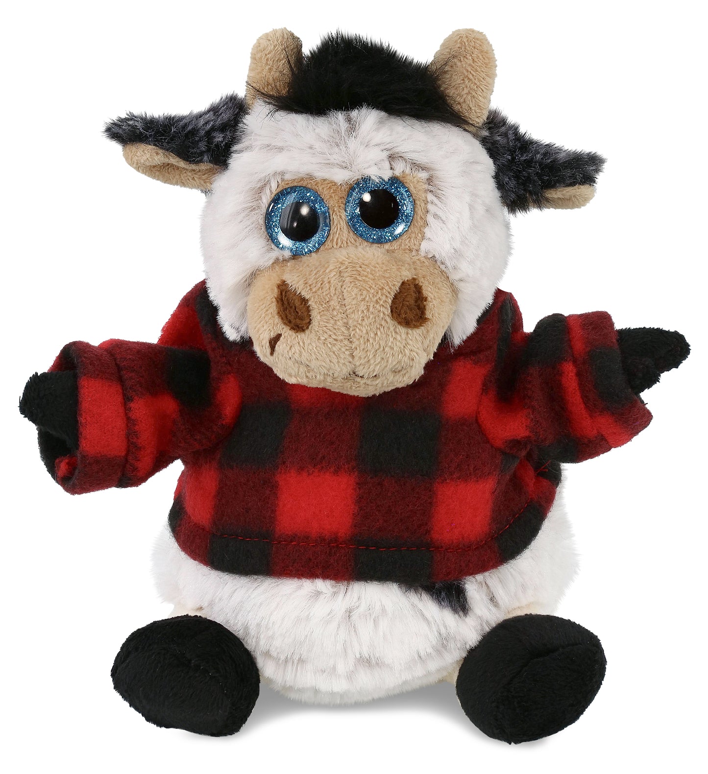 PLUSH RED PLAID HOODIE - SUPER SOFT PLUSH - SITTING COW
