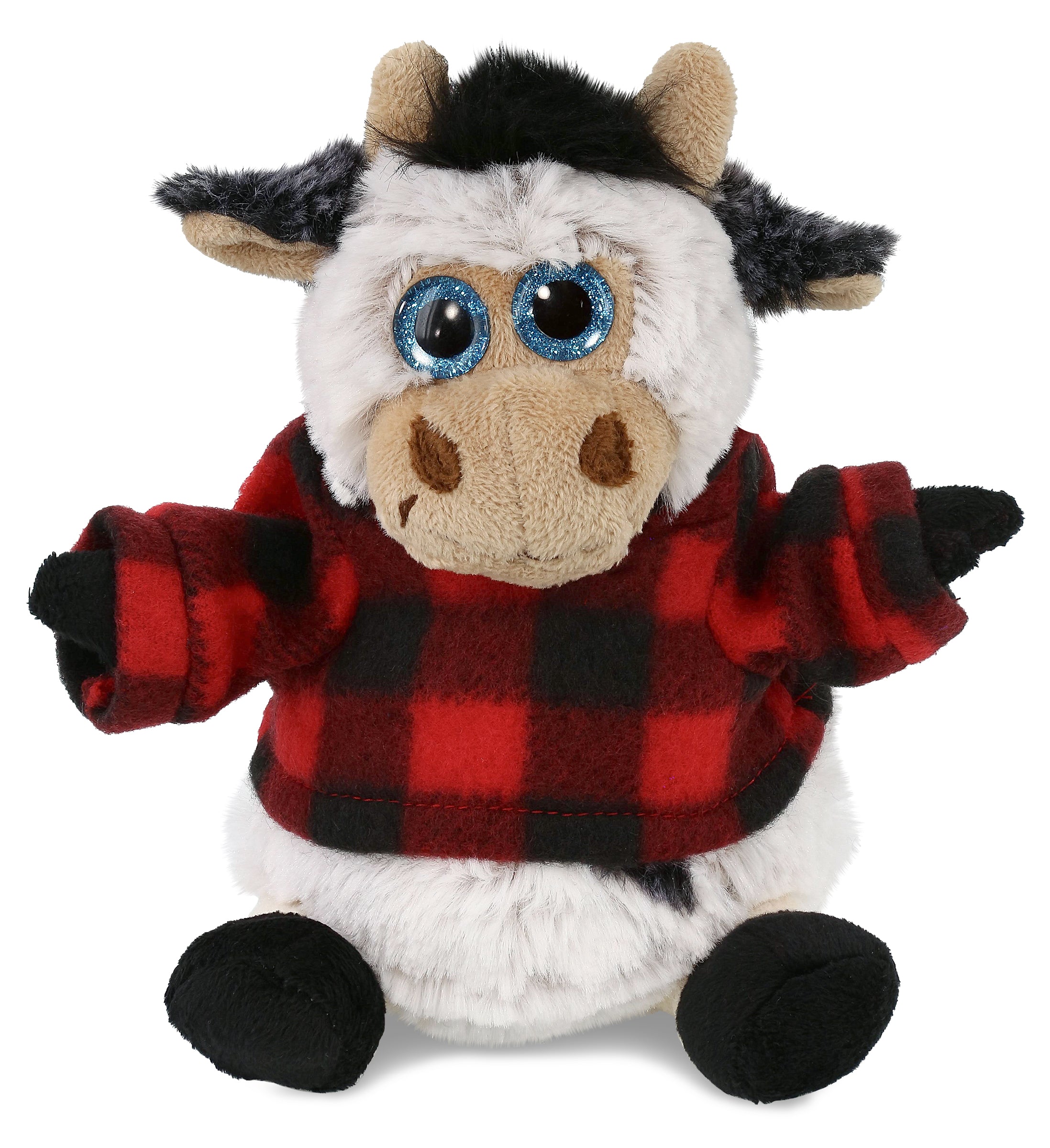 PLUSH RED PLAID HOODIE - SUPER SOFT PLUSH - SITTING COW