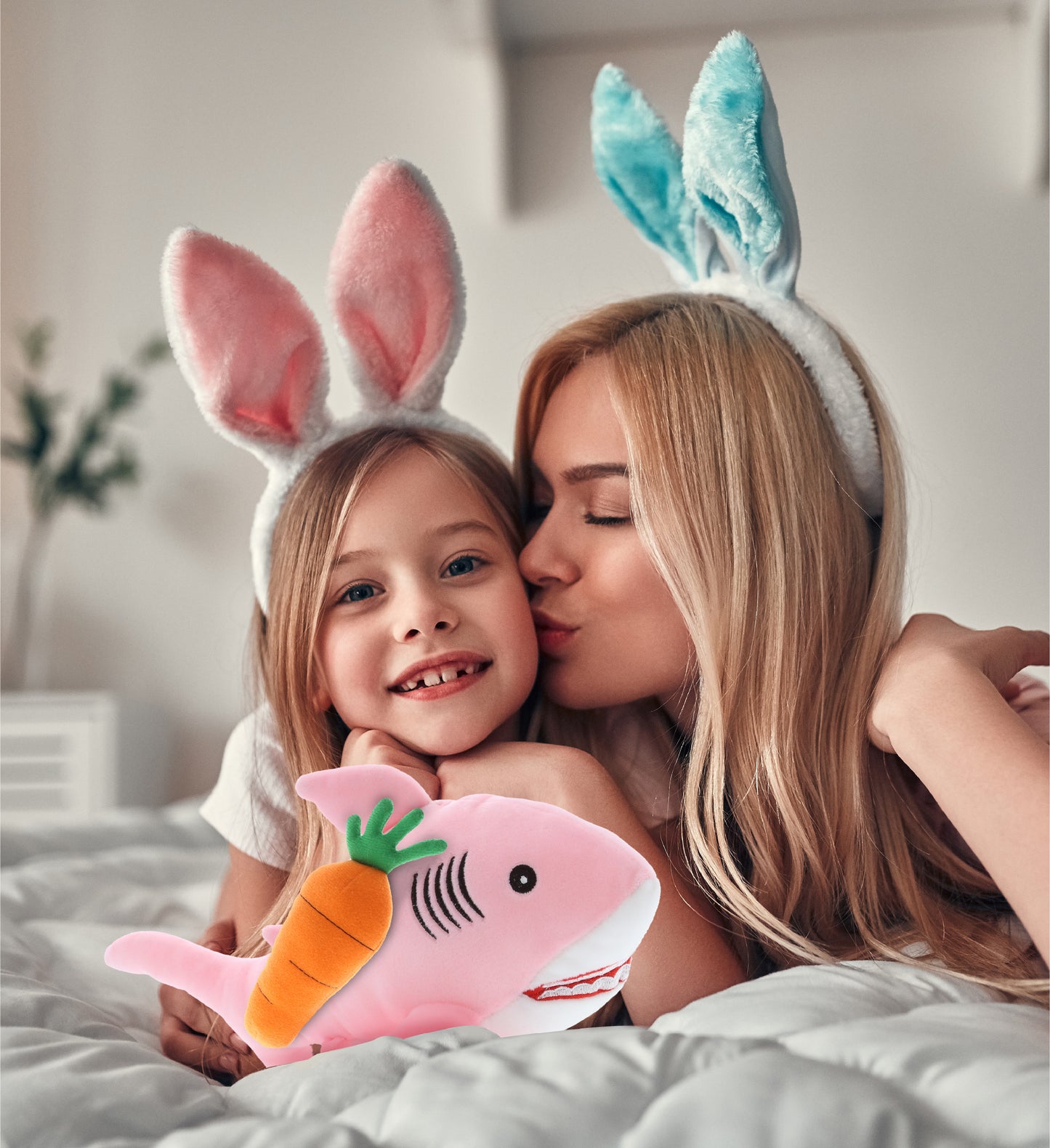 DolliBu Happy Easter Baby Soft Plush Pink Shark with Carrot Plush - 6.5 Inches