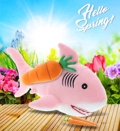 DolliBu Happy Easter Baby Soft Plush Pink Shark with Carrot Plush - 6.5 Inches