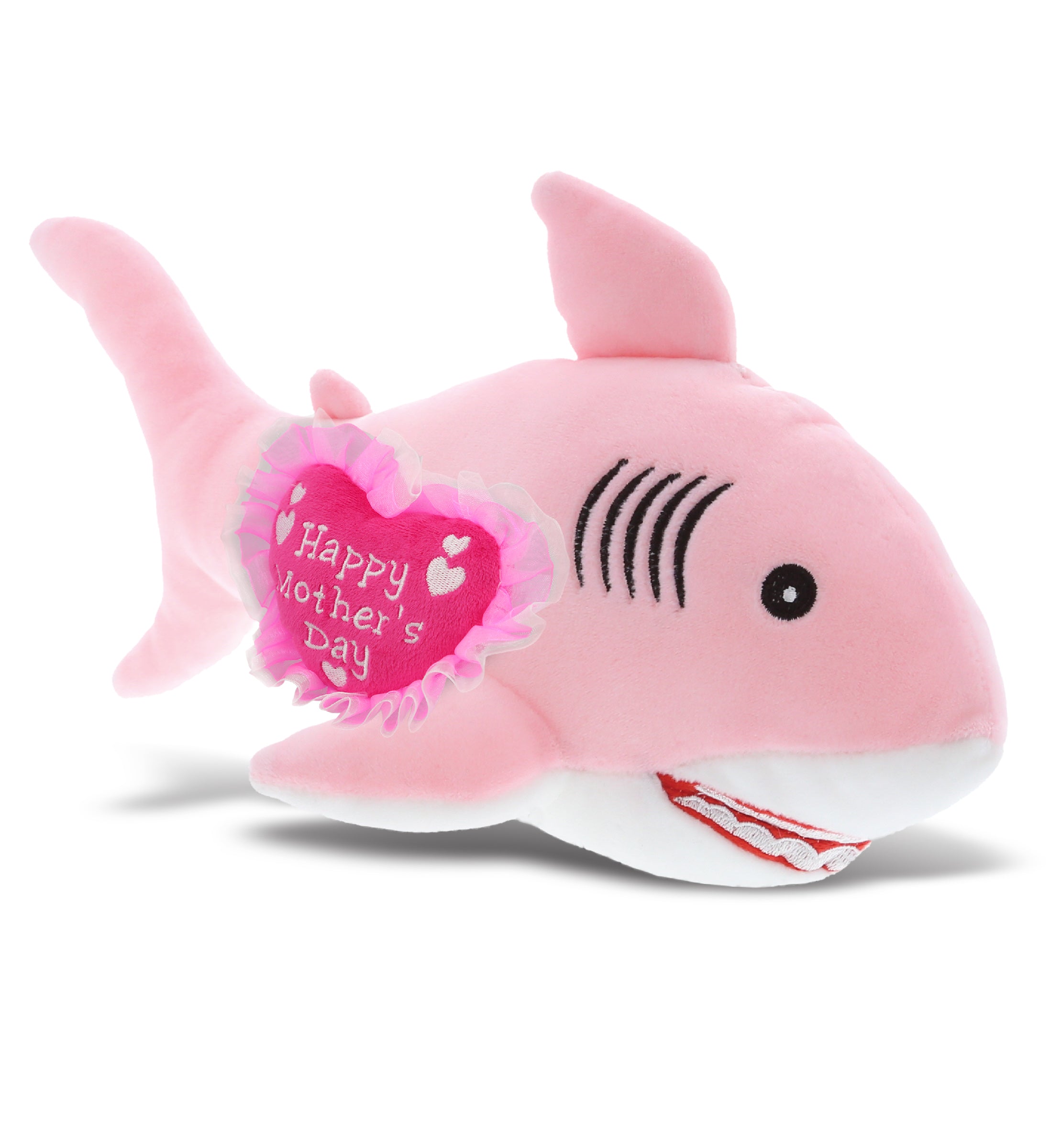 PLUSH MOTHERS DAY HEART - BABY SOFT PLUSH - PINK SHARK