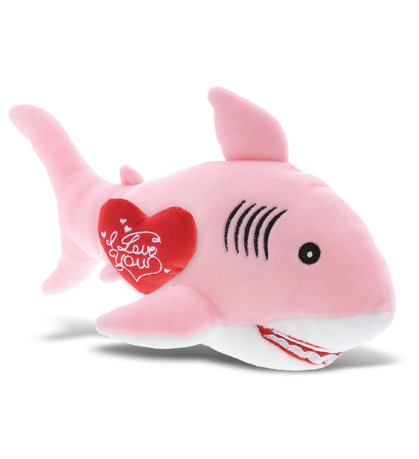 PLUSH I LOVE YOU RED HEART - BABY SOFT PLUSH - PINK SHARK