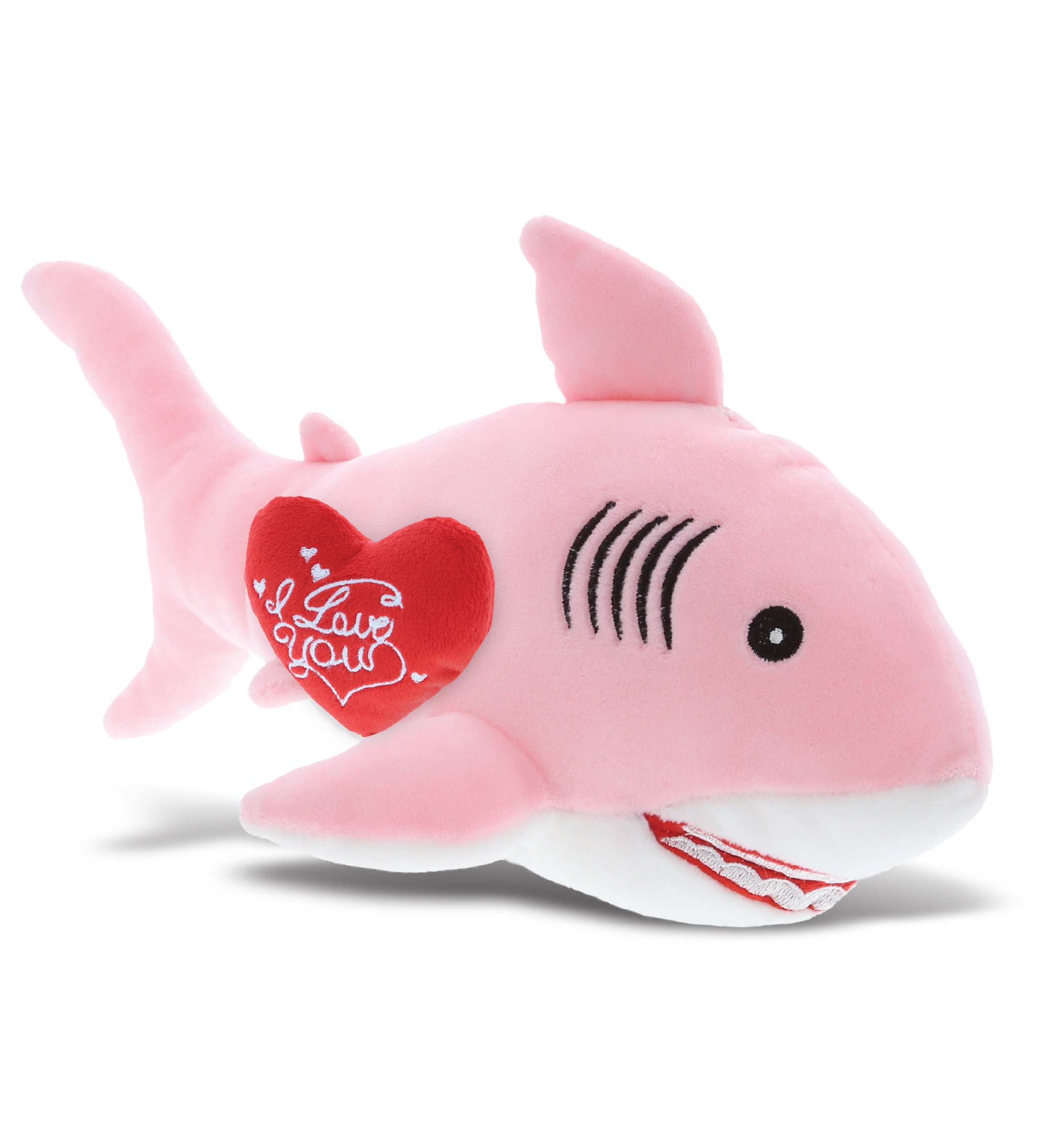 PLUSH I LOVE YOU RED HEART - BABY SOFT PLUSH - PINK SHARK