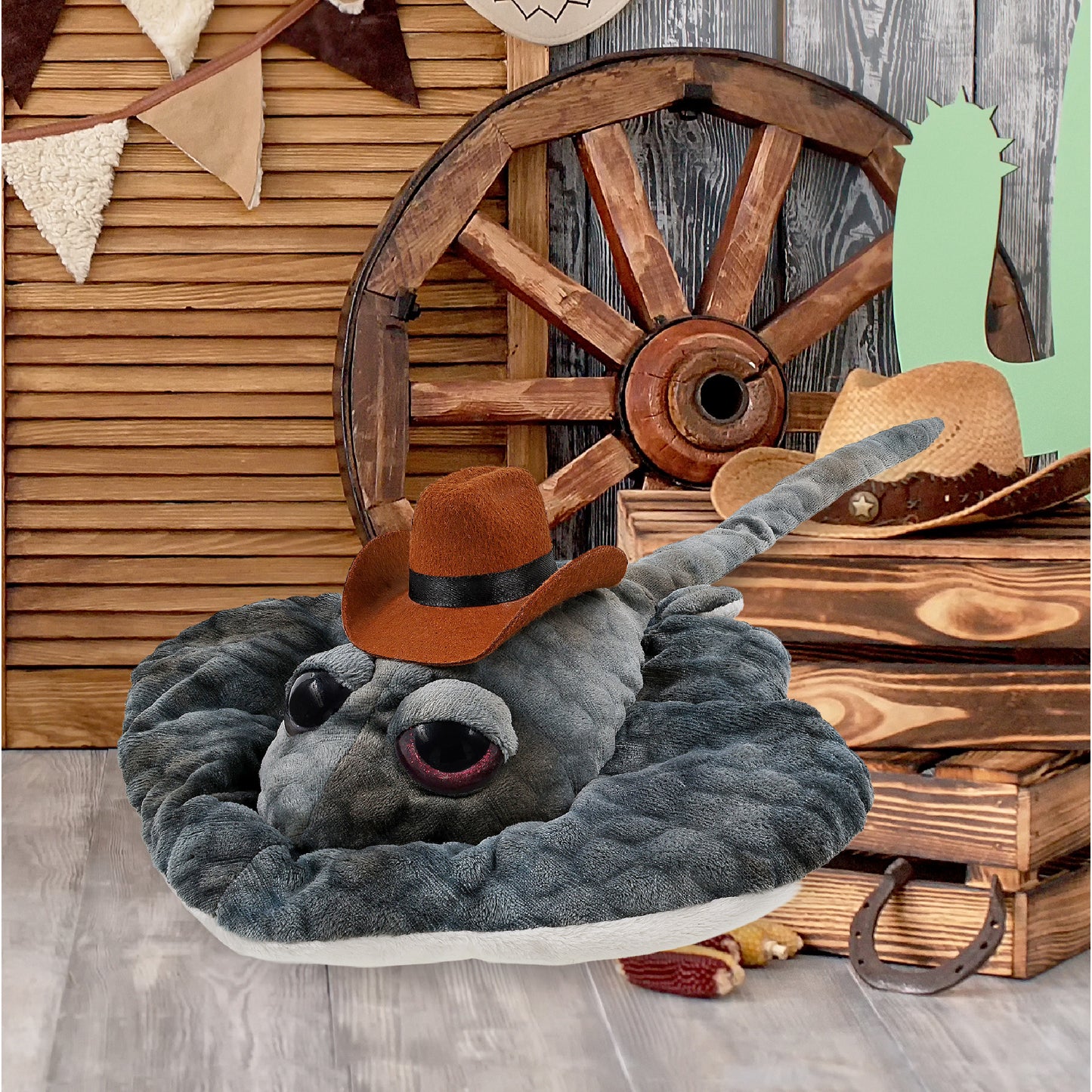 WILD COLLECTION PLUSH - 18.5" GREY STINGRAY COWBOY DRESS UP