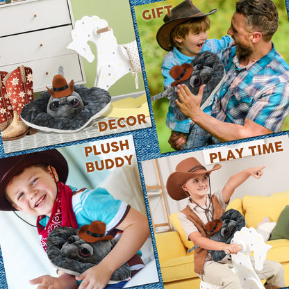 WILD COLLECTION PLUSH - 18.5" GREY STINGRAY COWBOY DRESS UP