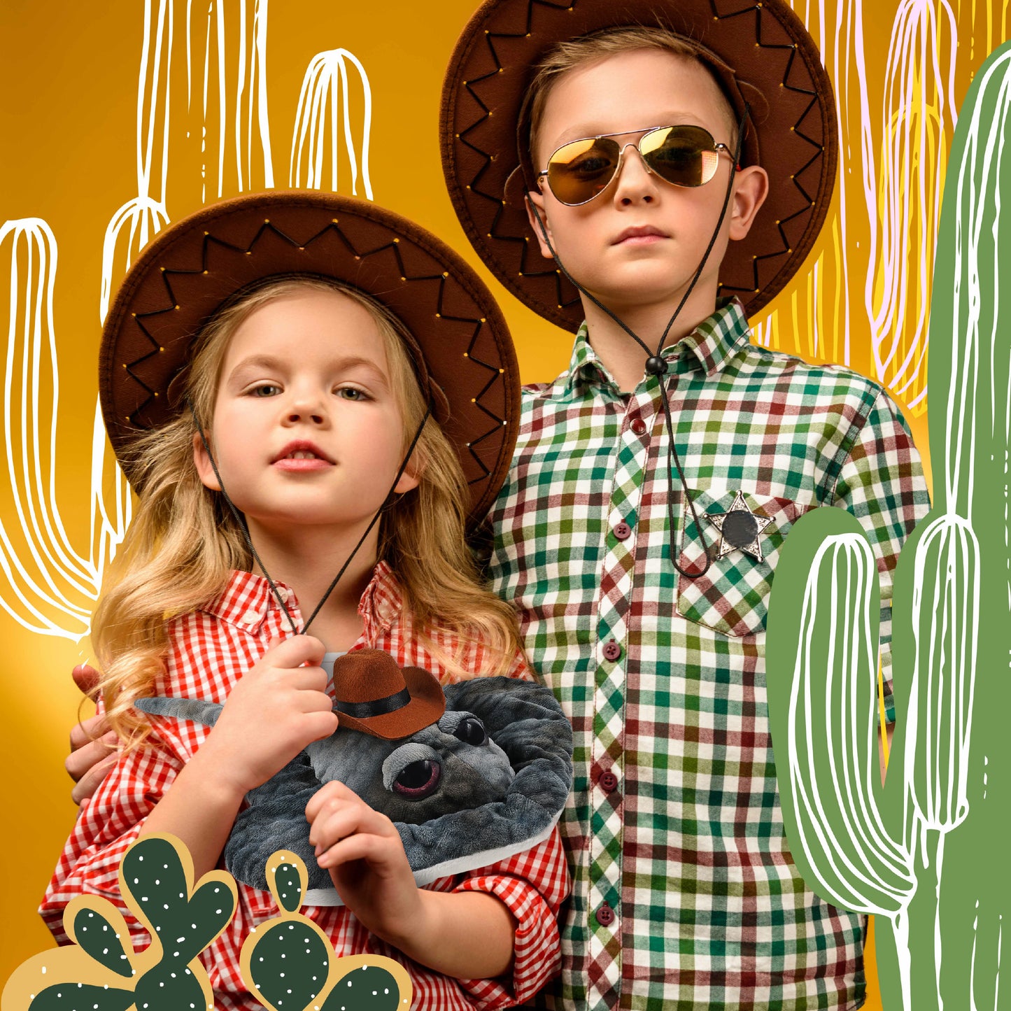 WILD COLLECTION PLUSH - 18.5" GREY STINGRAY COWBOY DRESS UP