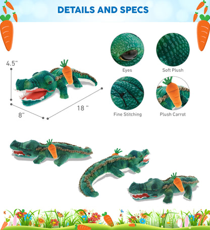DolliBu Happy Easter Super Soft Plush Green Alligator with Carrot - 18 Inches