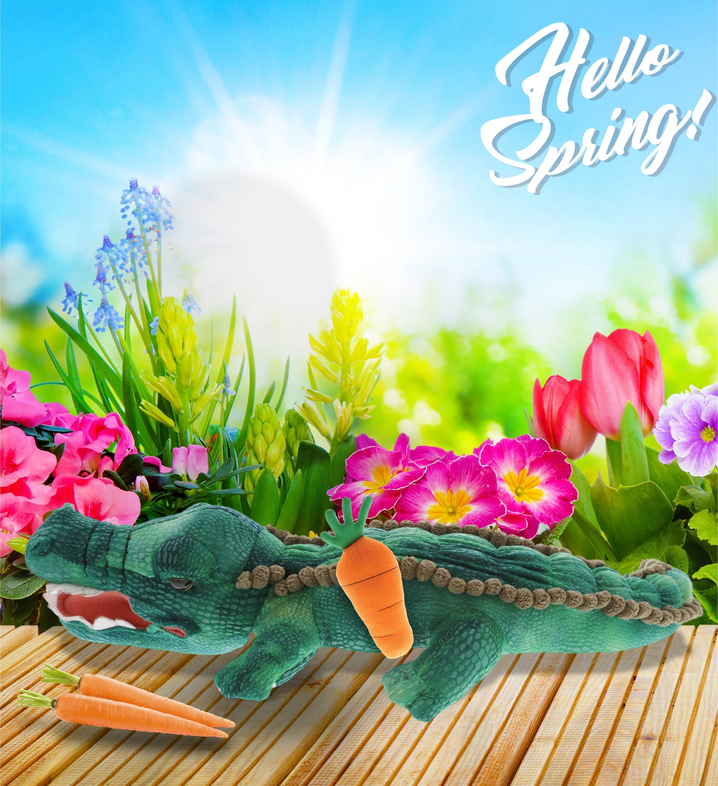 DolliBu Happy Easter Super Soft Plush Green Alligator with Carrot - 18 Inches