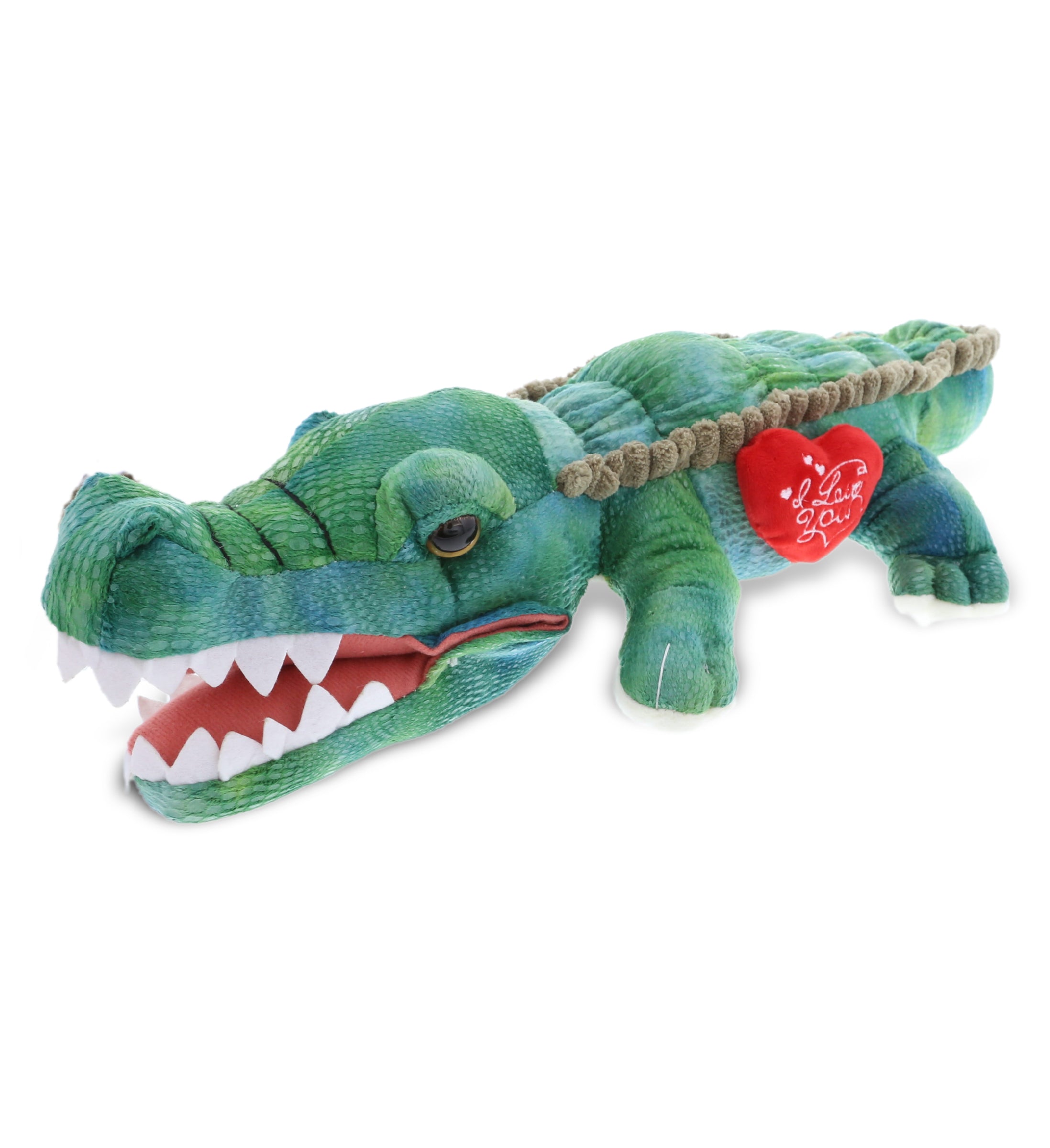 PLUSH I LOVE YOU RED HEART - WILD COLLECTION PLUSH - 18" GREEN ALLIGATOR