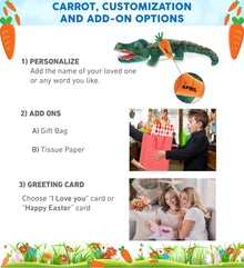 DolliBu Happy Easter Super Soft Plush Green Alligator with Carrot - 24 Inches